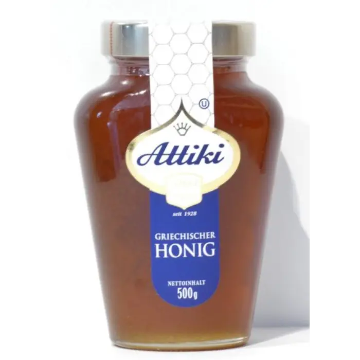 Attiki-500-gr-glas Attiki honing 500 gr glas - Afbeelding 1
