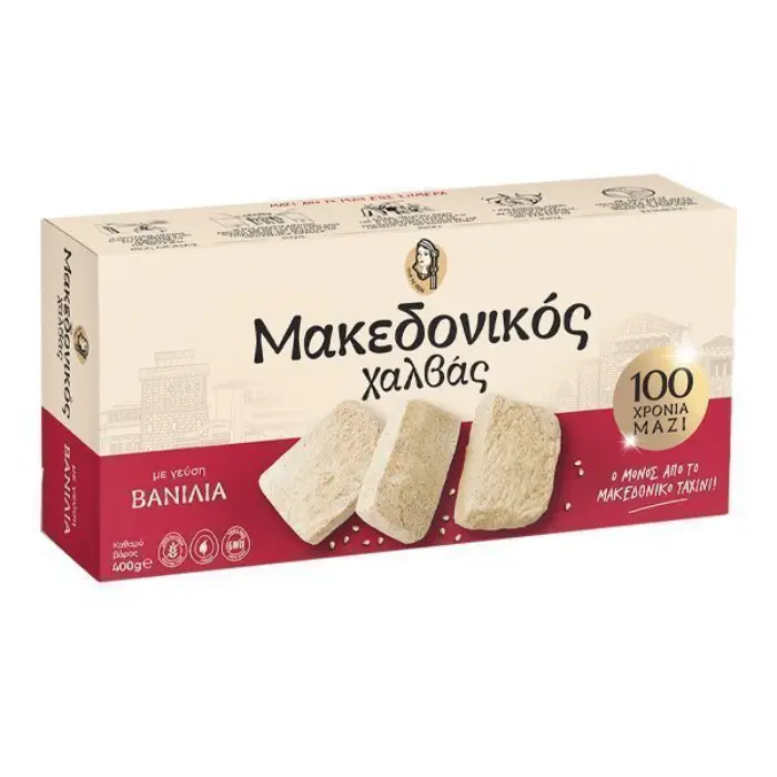 Makedonikos halvas met vanille 400 gr Haitoglou Makadonikos halvas vanille 400 gr - Afbeelding 1