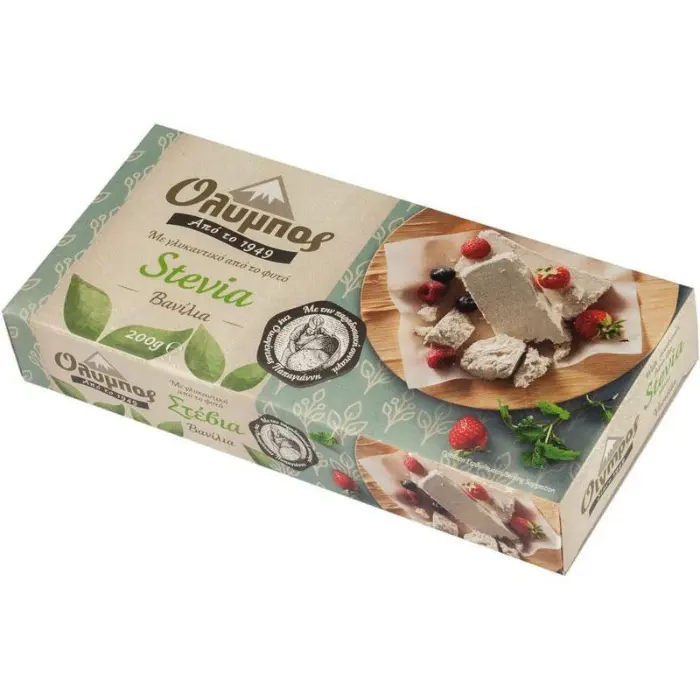 Olympos-Halva-Stevia-Vanilla-250 gr Olympos Halvas stevia vanille 250 gr - Afbeelding 1