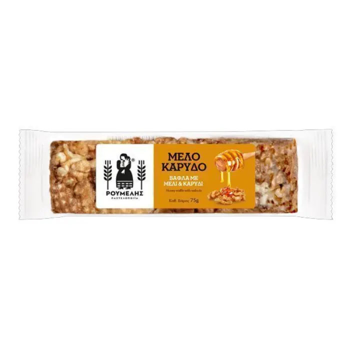 Roumelis melokarido 75 gr Roumelis Melokarydo Wafel met Honing & Walnoot 75 gr - Afbeelding 1