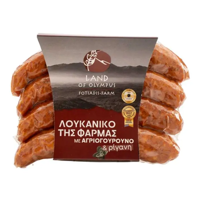 loukanika-mavroy-xoirou-ριγανι Black Pig Loukaniko met Oregano 340 gr - Afbeelding 1