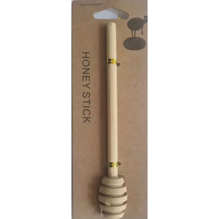 honing stok Houten honing stok lepel naturel 16 cm - Afbeelding 1